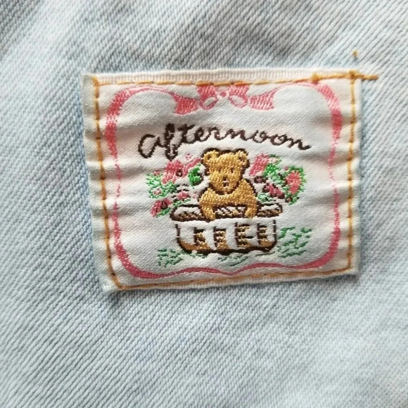 VINTAGE Handmade Baby Doll Jean Coveralls Patchwork Crop L - Picture 7 of 16